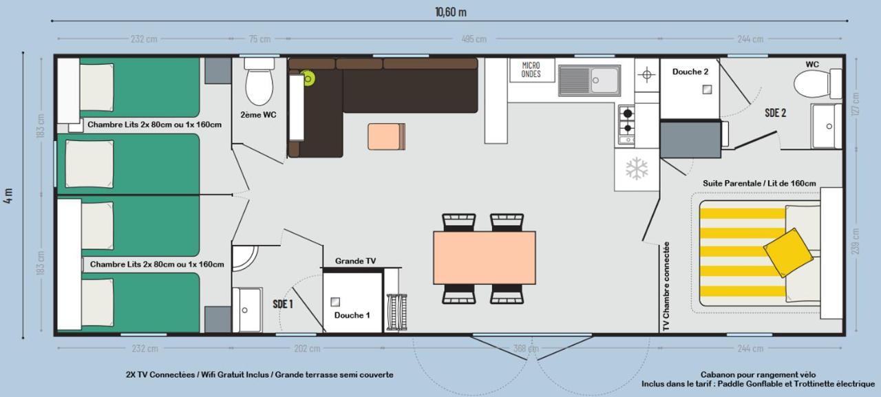 200M De La Plage Bungalow Luxe De 44M2 Menage Et Draps Inclus Camping 5 Etoiles Mayotte Lac Biscarrosse Koyobalys Exteriér fotografie